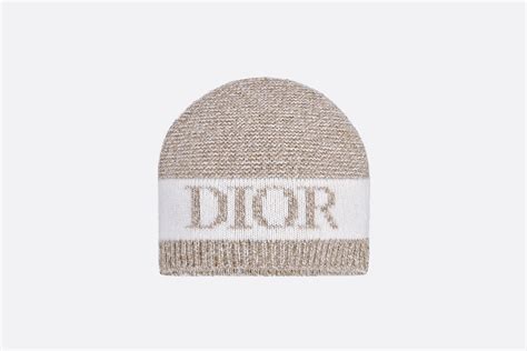 dior biene|Beanie Heathered Beige and Ivory Wool Tricot Knit and .